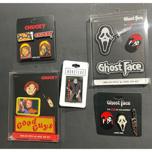 Ghost Face Chucky Frankenstein Lapel Pins Iron-On Patches Bioworld Universal New